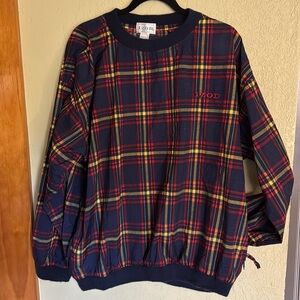 Izod Golf Windbreaker Jacket Pullover Vintage Size Lg Tartan Plaid Men or Women